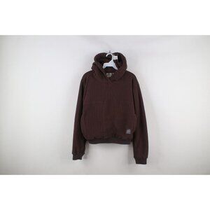 Beardedgoat Womens Size Medium Spell Out Sierra Fleece Hoodie Sweatshirt Brown